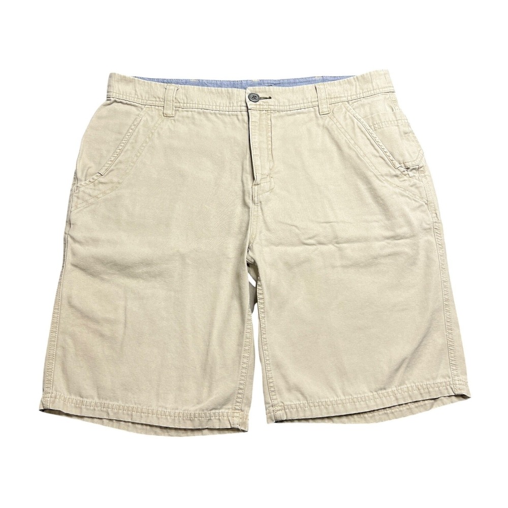 Horny Toad Cliff Canvas Shorts Mens 36x10 Khaki Organic Cotton Casual Hiking Tan